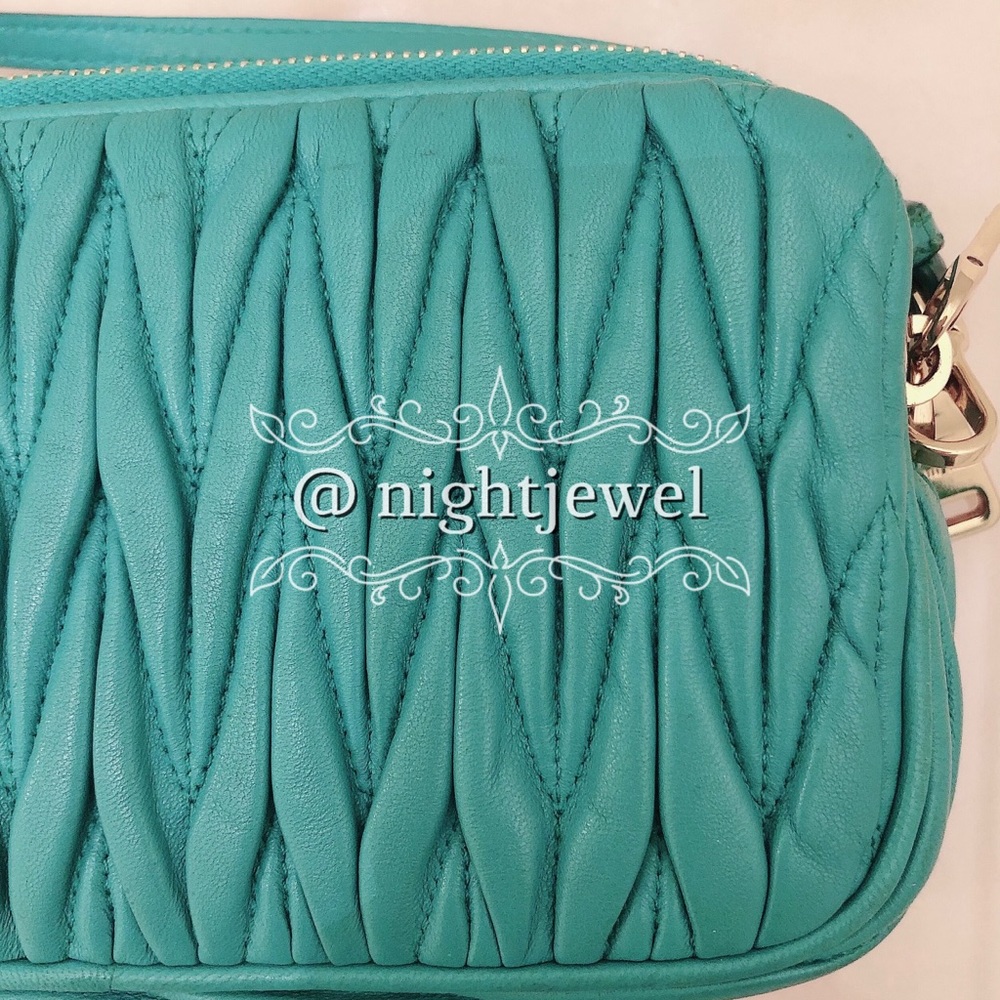 🔥SOLD🔥🎉HOST PICK GORGEOUS TURQUOISE Teal Miu Miu by Prada Matelasse Giada bag - Picture 8 of 11